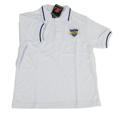 PLAYERA POLO COLEGIO ANGLO AMERICANO SECUNDARIA BLANCA Y AZUL MARINO